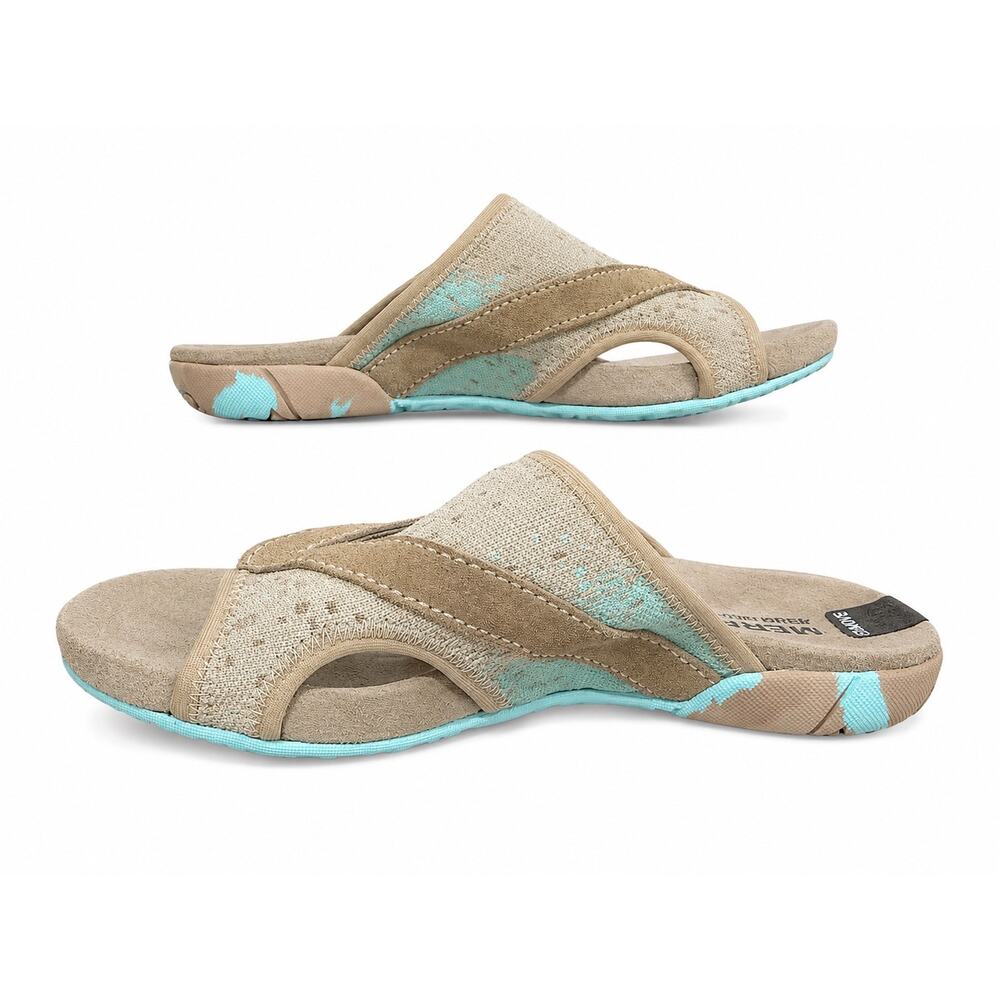 Merrell Mimix Pier Geyser Sandals Womens 6 M Gray Aqua Comfort Thong Gorpcore